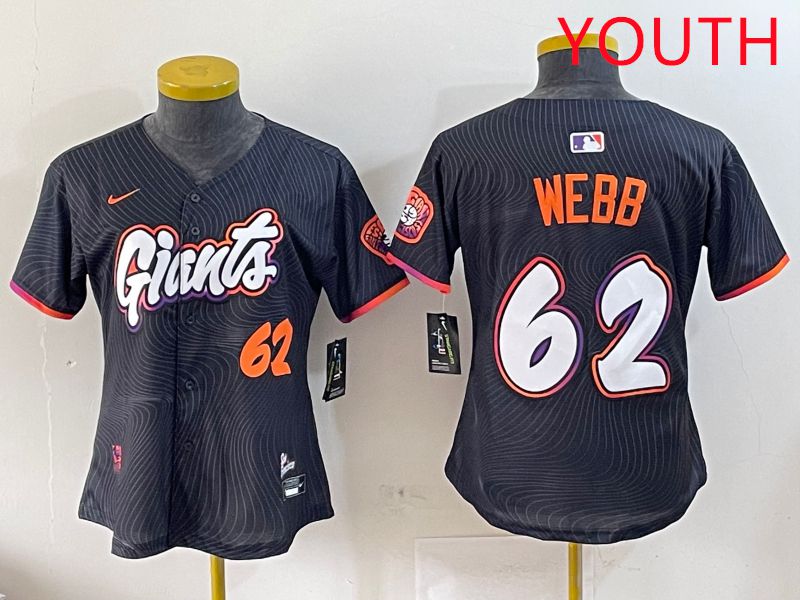 Youth San Francisco Giants #62 Webb Black Joint Name Nike 2025 MLB Jersey style 8